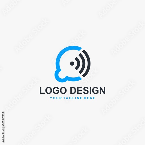 Bubble chat logo design. Wireless signal illustration sign. Signal and bubble chat vector icons.