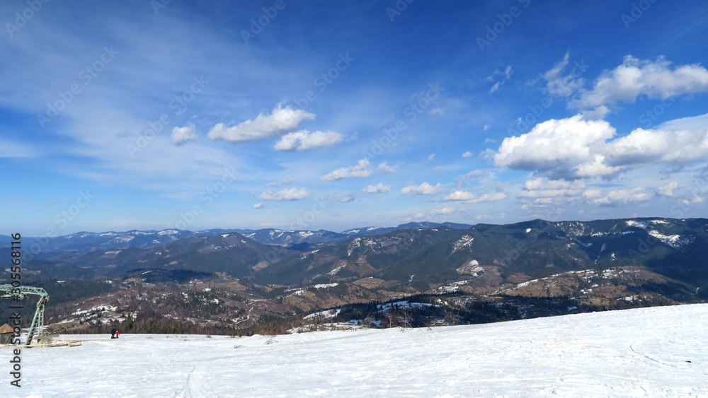wonderful snowy mountain landscape in early spring wonderful snowy mountain landscape in early spring