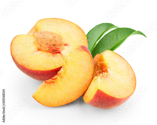 Fresh slices of peach