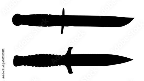 Photographie Illustration of american military knives and dagger on white background