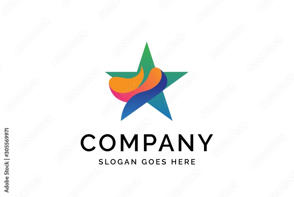 Fototapeta premium Modern abstract star flat illustration logo vector template