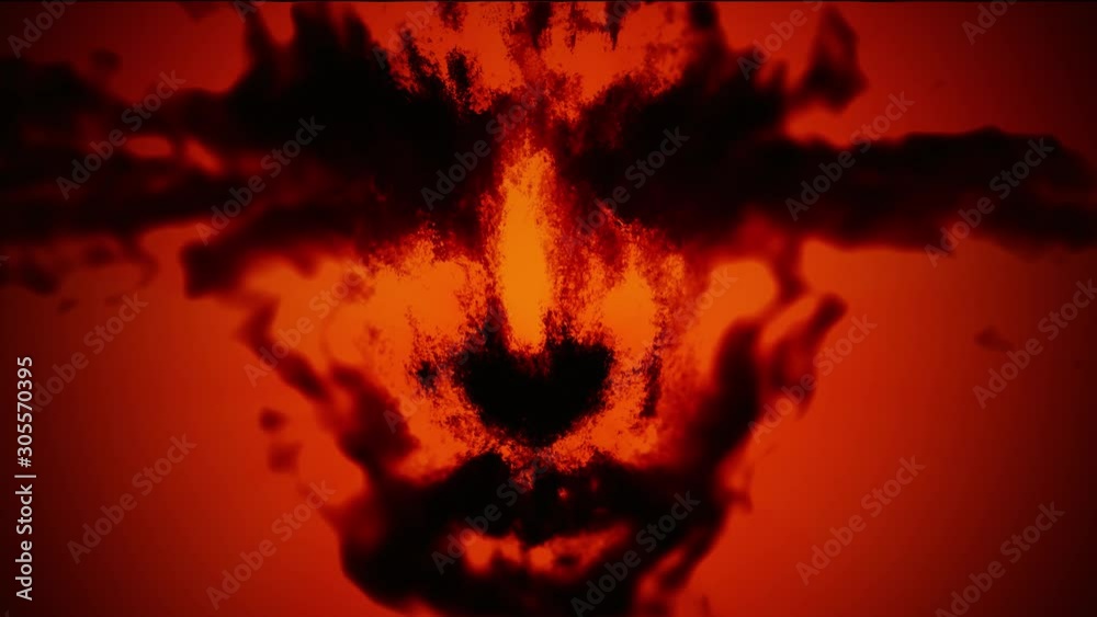 Woman face with splashes of blood from eyes. 2D animation in horror fantasy genre. Animated video clip for Halloween. Gloomy female character concept. Coal and ink effects. Orange background color. 