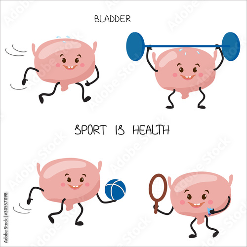 Cute, cartoon human organ, bladder.