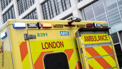 London. United Kingdom 25.11.2019. Ambulance at the Victoria Train Station. photo