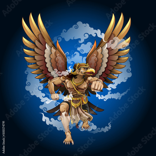 Vector illustration, modification of Garuda puppet characters in the Ramayana story.