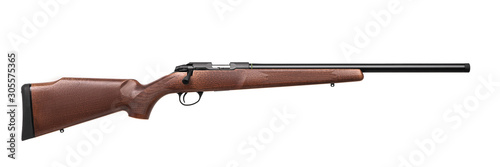 Classic bolt carbine .22lr with a wooden butt isolate on a white background