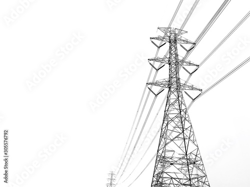 Obraz na plátně Power transmission tower with white background