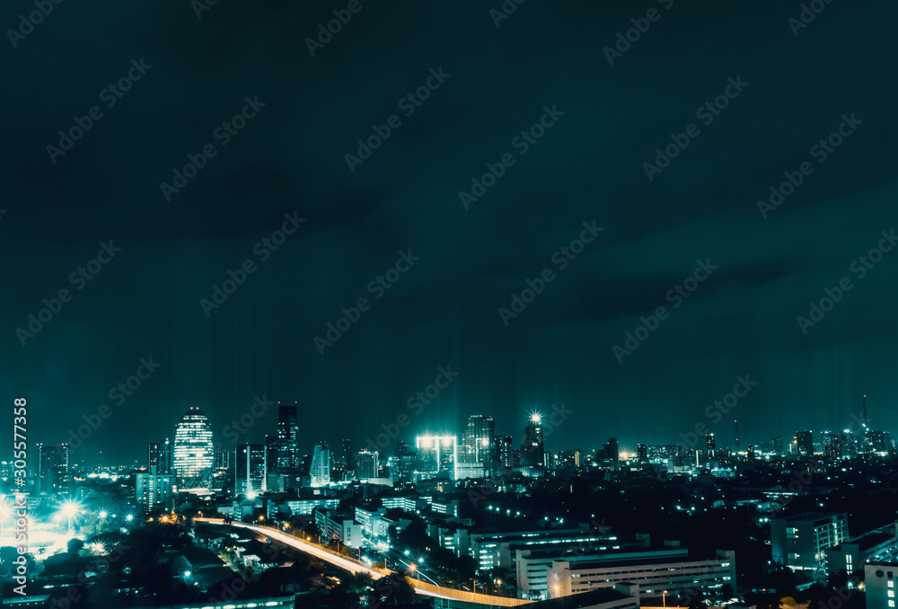custom made wallpaper toronto digitalBangkok night view with skyscraper in business district in Bangkok Thailand