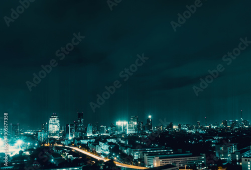 Wallpaper Mural Bangkok night view with skyscraper in business district in Bangkok Thailand Torontodigital.ca