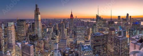 New York City Manhattan midtown buildings skyline evening sunset photo