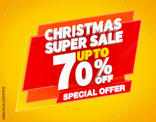 CHRISTMAS SUPER SALE UP TO 70 % SPECIAL OFFER illustration 3D rendering