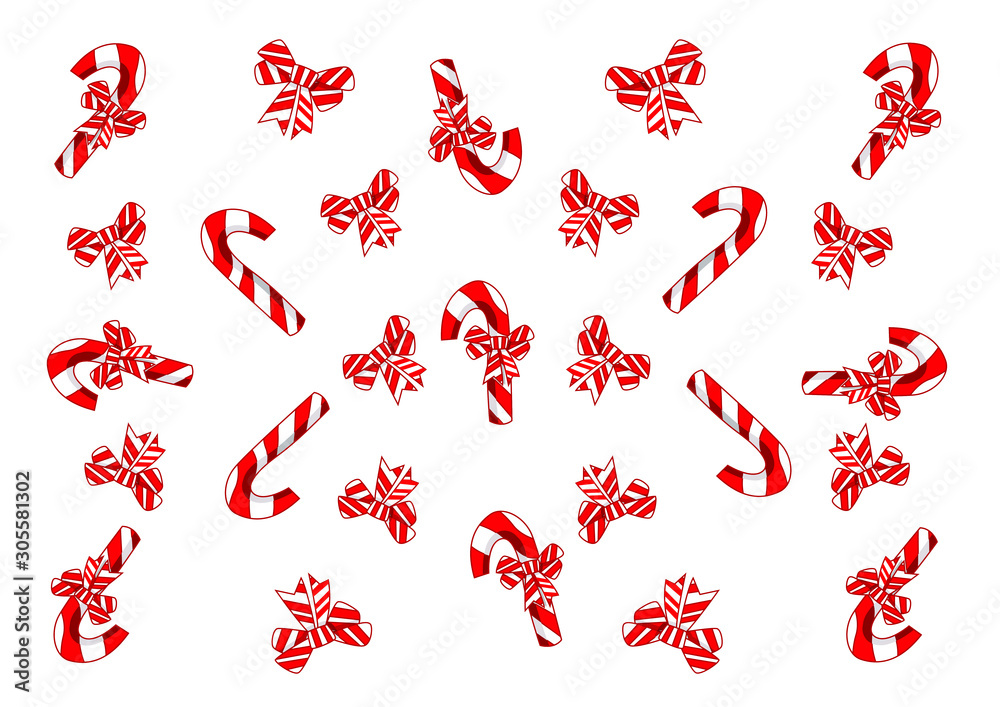 candies lollipop colorful christmas and bow isolated design on white background illustration vector candies lollipop colorful christmas and bow isolated design on white background illustration vector