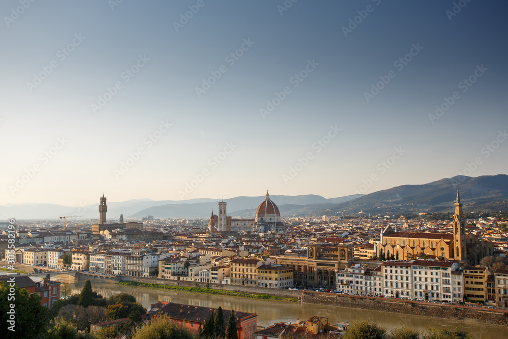 Florence, Italy. Panoramic view of the city and Arno river	