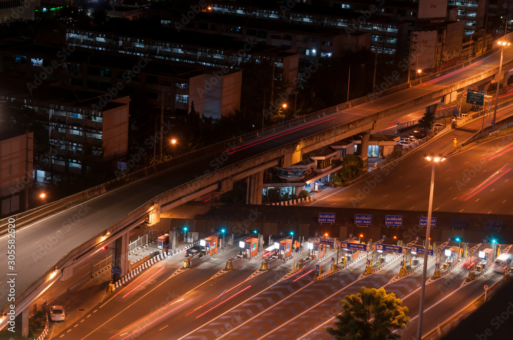 traffic in city at night