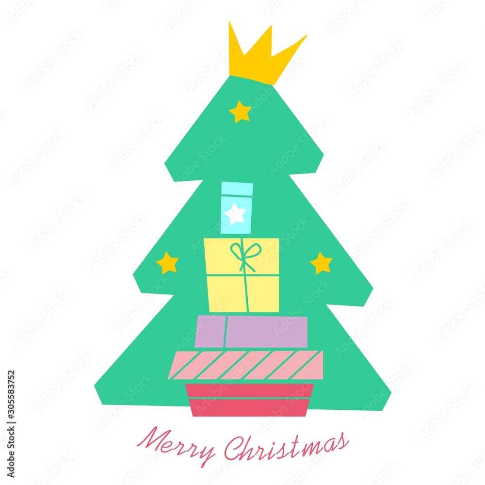Merry Christmas tree. Abstract Christmas gift