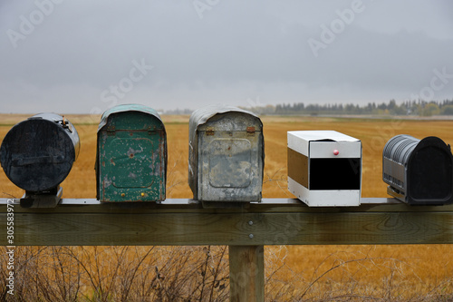 Tableau sur toile Old Rural Mailboxes