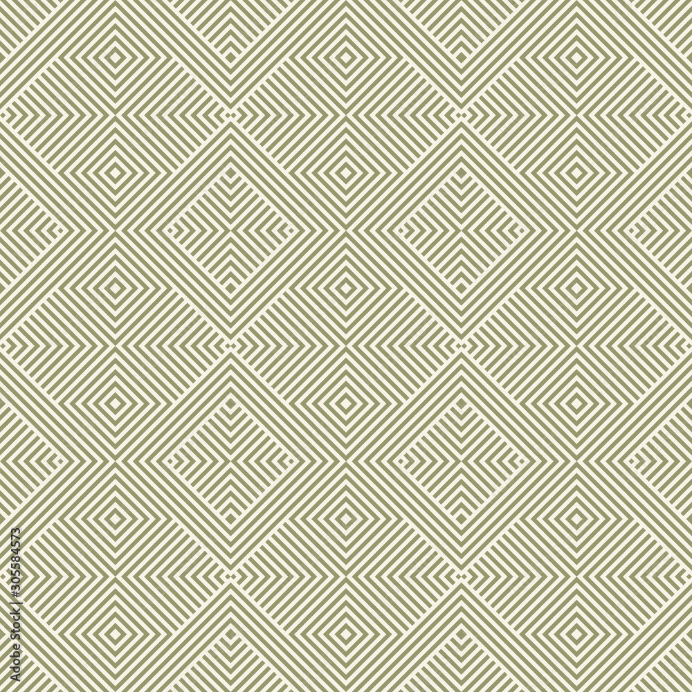 Vector geometric lines seamless pattern. Elegant linear background with diagonal stripes, squares, chevron. Abstract green and beige texture. Modern ornamental design for decoration, print, wrapping Vector geometric lines seamless pattern. Elegant linear background with diagonal stripes, squares, chevron. Abstract green and beige texture. Modern ornamental design for decoration, print, wrapping