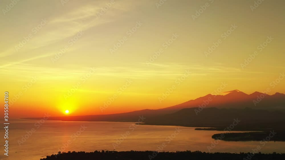 Palawan Island, Philippines - The Beautiful Scenery of a Sunset With High Mountain and Calm Ocean - Wide shot Palawan Island, Philippines - The Beautiful Scenery of a Sunset With High Mountain and Calm Ocean - Wide shot