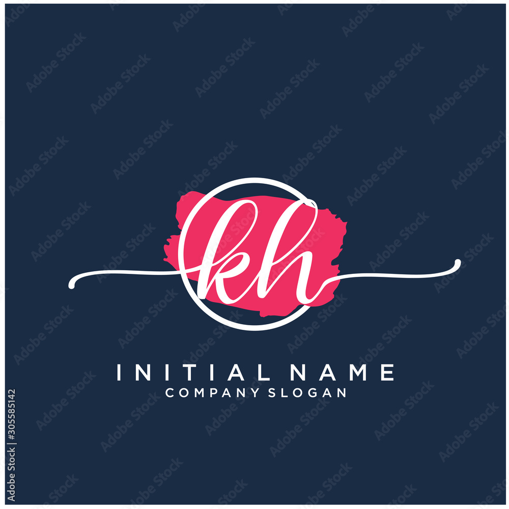 KH Initial handwriting logo design with brush circle. Logo for fashion,photography, wedding, beauty, business KH Initial handwriting logo design with brush circle. Logo for fashion,photography, wedding, beauty, business