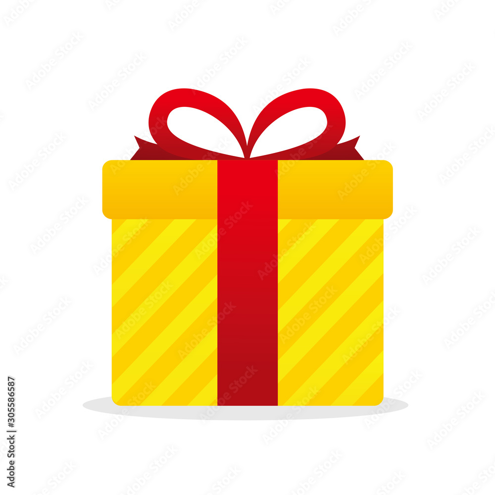 Red Gift Wrapping Ribbon Around A Box With A Yellow Tag Stock Illustration  - Download Image Now - iStock