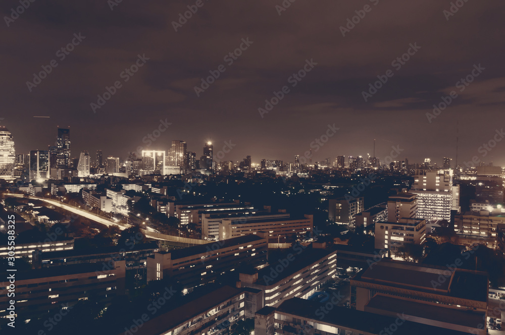 Bangkok night view with skyscraper in business district in Bangkok Thailand Bangkok night view with skyscraper in business district in Bangkok Thailand