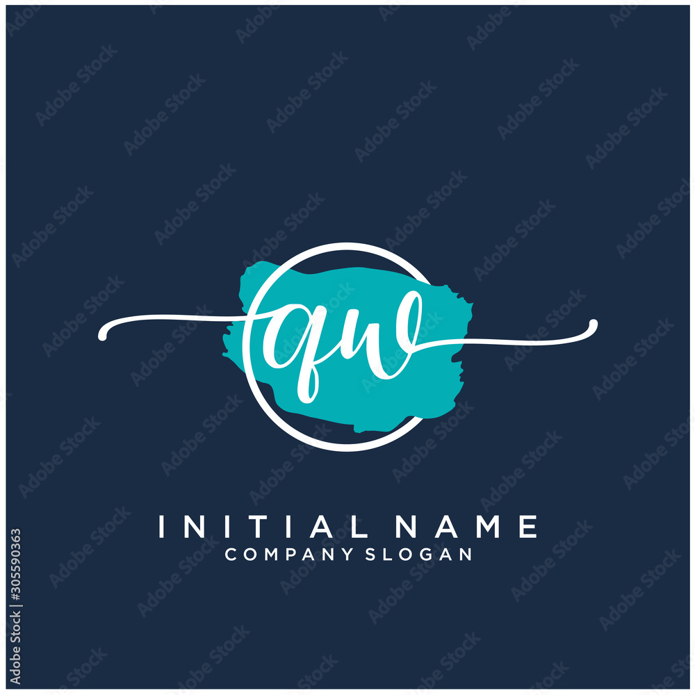 QW Initial handwriting logo design with brush circle. Logo for fashion,photography, wedding, beauty, business QW Initial handwriting logo design with brush circle. Logo for fashion,photography, wedding, beauty, business