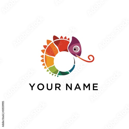 chameleon logo illustration style, vector illustration