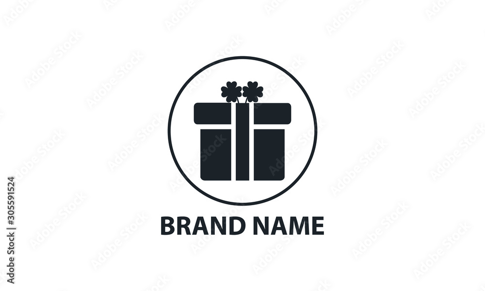 Gift logo template in black flat style