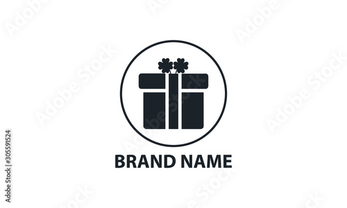 Gift logo template in black flat style