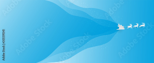 white reindeer and santa claus on blue background,light ,merry christmas ,happy new year