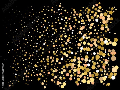 Falling confetti on black background.