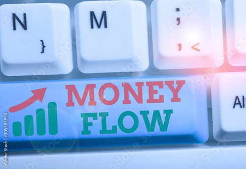 Handwriting text Money Flow. Conceptual photo the increase or decrease in the amount of money a business photo