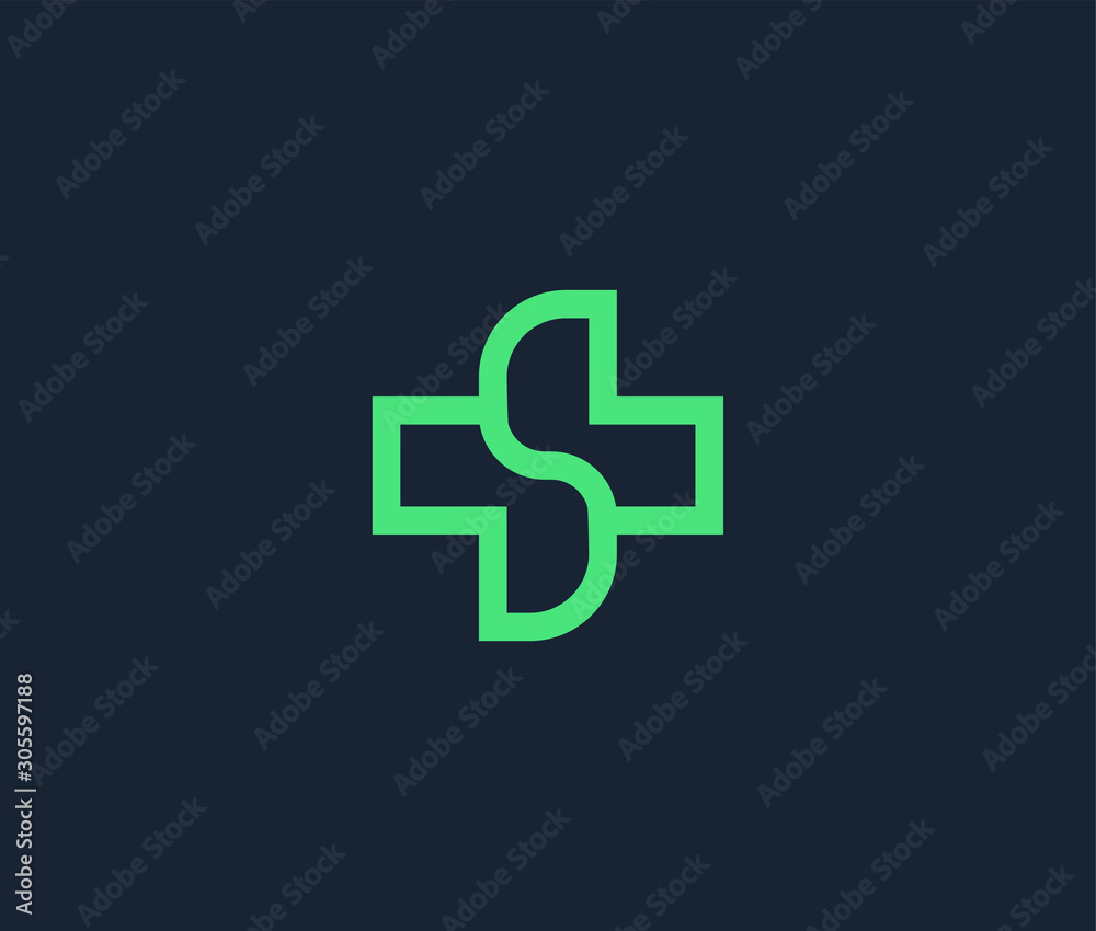 Obraz premium Letter S medical Minimal emblem design template