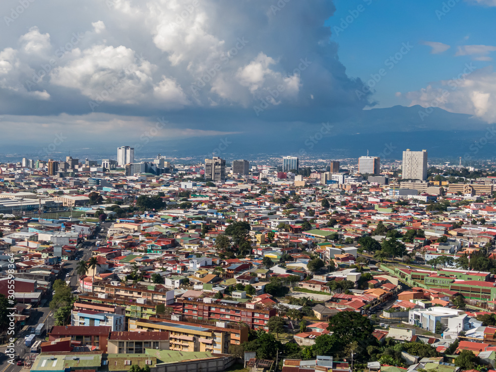 Beautiful aerial view of the City of San Jose Costa Rica