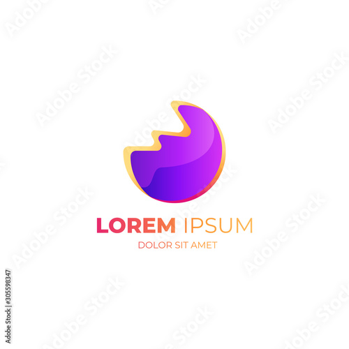 Abstract shape logo design with purple color gradient for rebranding and start new business. Modern style. Vector Illustration EPS 10