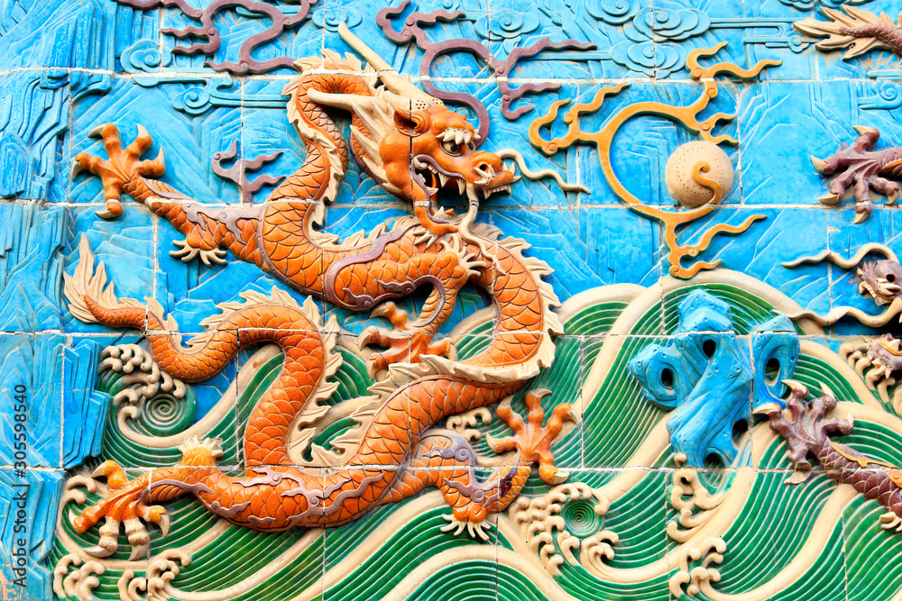 custom made wallpaper toronto digitalChinese glazed tile dragon sculpture