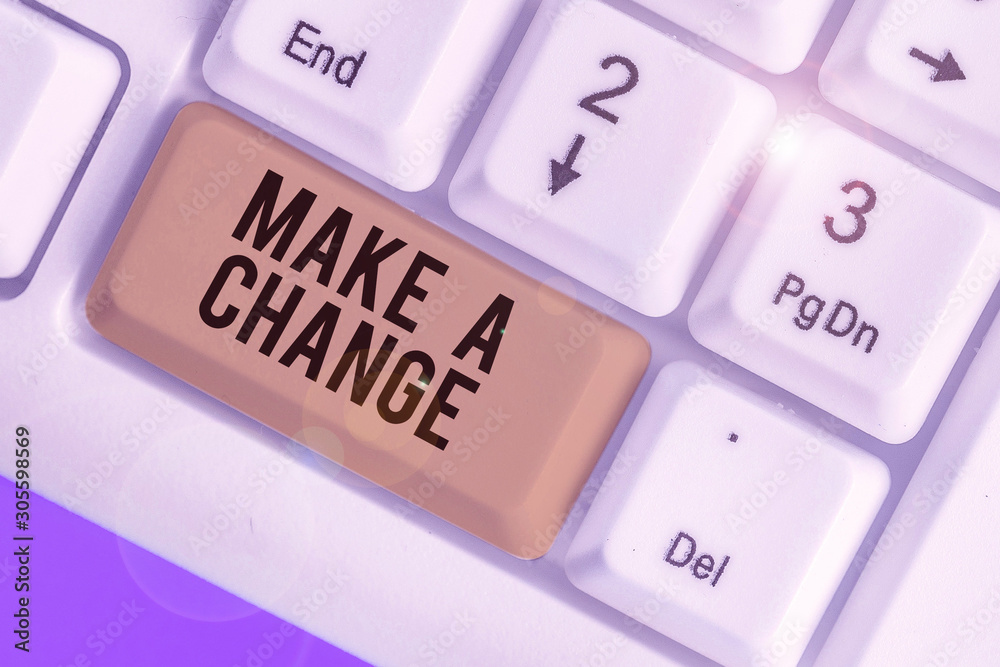 Text sign showing Make A Change. Business photo showcasing Try new thing Evolve Evolution Improvement Growth Mature Text sign showing Make A Change. Business photo showcasing Try new thing Evolve Evolution Improvement Growth Mature