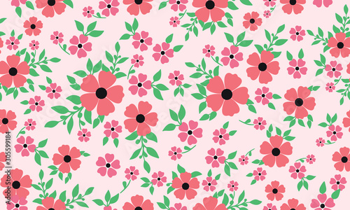 Wallpaper Mural Decorative cute leaf flower, floral pattern wallpaper. Torontodigital.ca