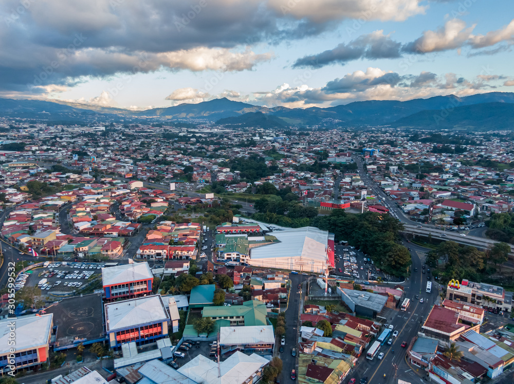 Beautiful aerial view of the City of San Jose Costa Rica