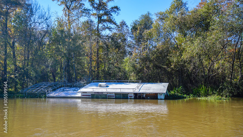 Tablou pe pânză A sunken house boat lays victim to Hurricane Katrina years after the storm