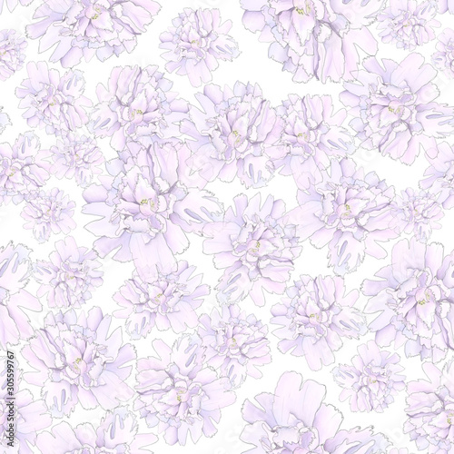 Hand drawn decorative seamless pattern with peonies flowers