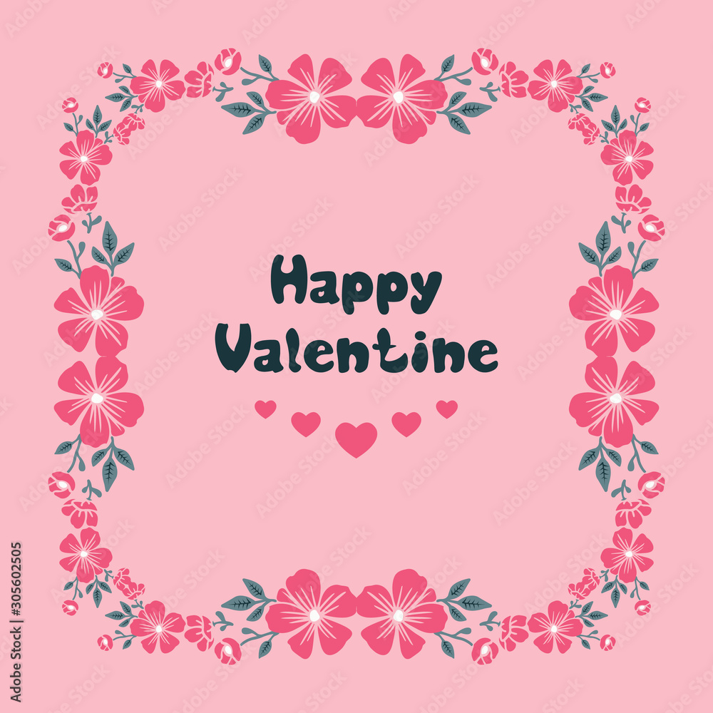 Space for text, happy valentine day, with shape art of leaf flower frame. Vector