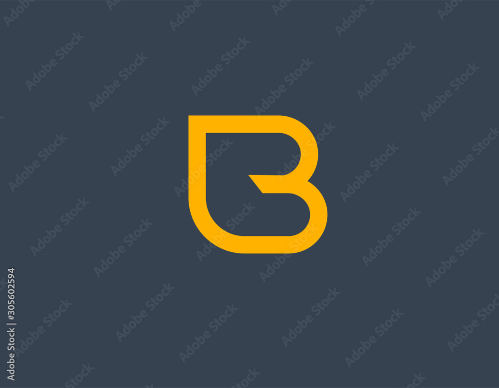 Creative linear yellow simple logo letter B for your company Creative linear yellow simple logo letter B for your company