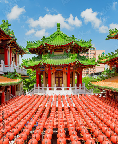 Beautiful colorful view of Sanfeng Temple in Kaohsiung, Taiwan