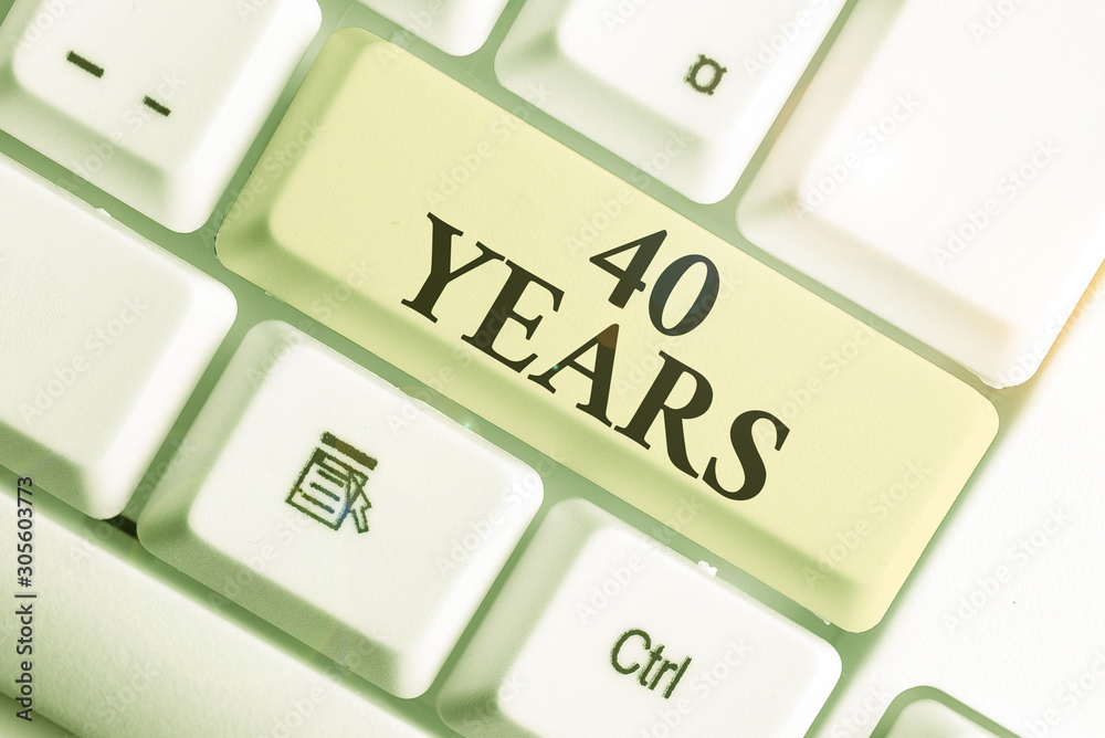 Text sign showing 40 Years. Business photo showcasing Remembering or honoring special day for being 40 years in existence Text sign showing 40 Years. Business photo showcasing Remembering or honoring special day for being 40 years in existence