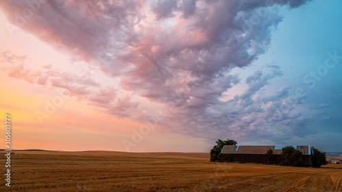 Fields, Sunset and Clouds