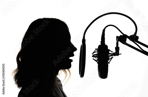 Fototapet Female presenter of a radio station or news
