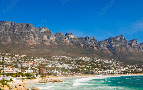 Camps Bay Beach and Table Mountain in Cape Town South Africa