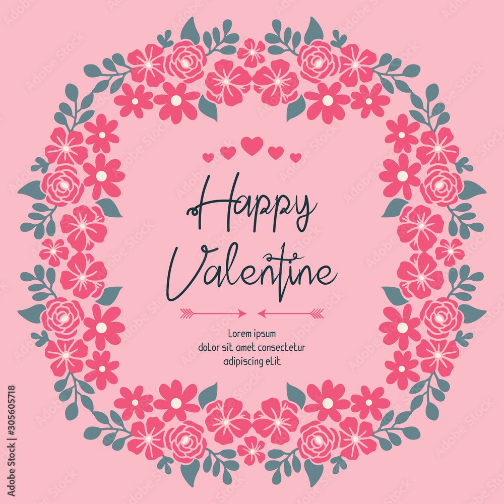 Design banner of happy valentine day, with abstract leaf flower frame crowd. Vector