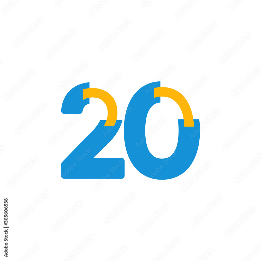 Fototapeta premium 20 Years Anniversary Celebration Number Vector Template Design Illustration Logo Icon